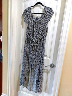 INC Black White Geometric Summer Dress Womens XL NWT